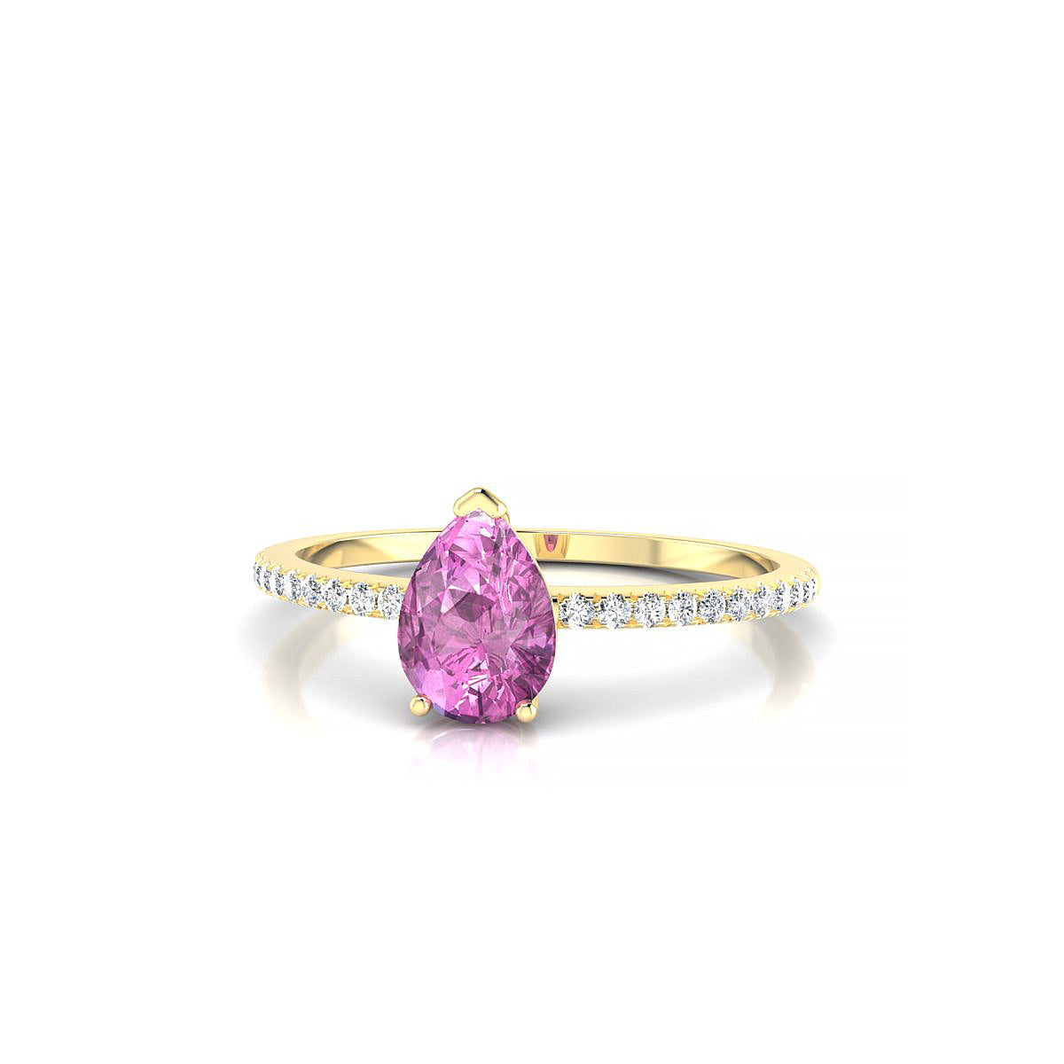 Timeless | 18k Yellow Gold 7 x 5 mm Pear Pink Sapphire Ring
