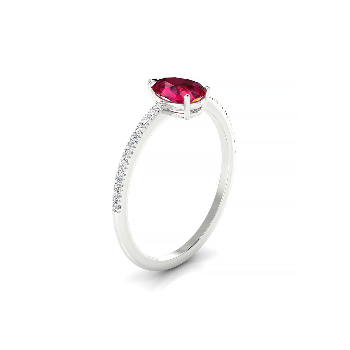 Timeless | 18k White Gold 7 x 5 mm Pear Ruby Ring
