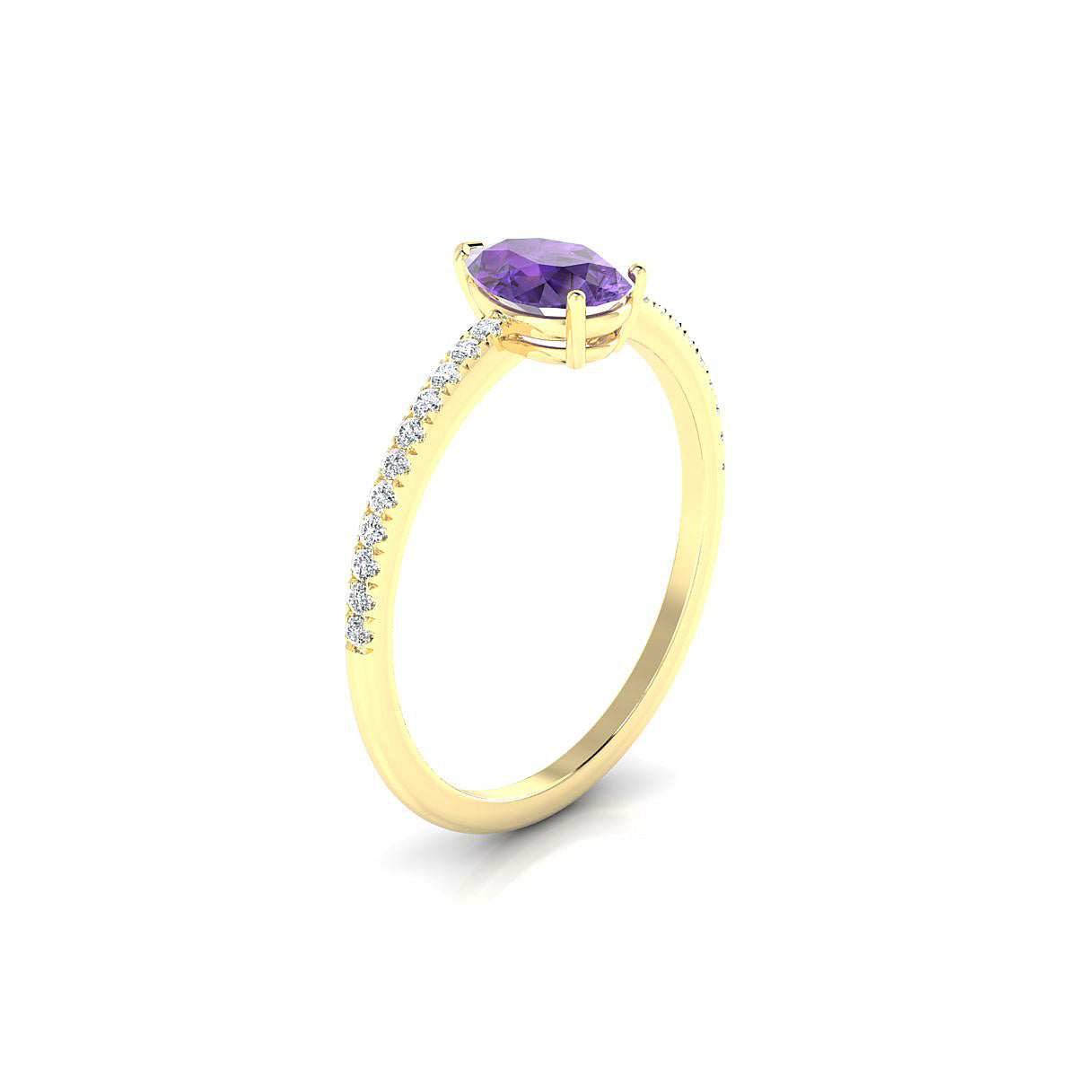 Timeless | 18k Yellow Gold 7 x 5 mm Pear Amethyst Ring