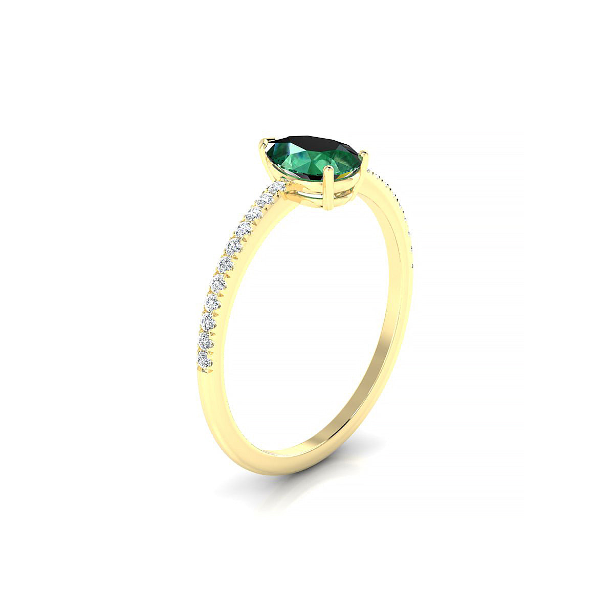 Timeless | 18k Yellow Gold 7 x 5 mm Pear Emerald Ring