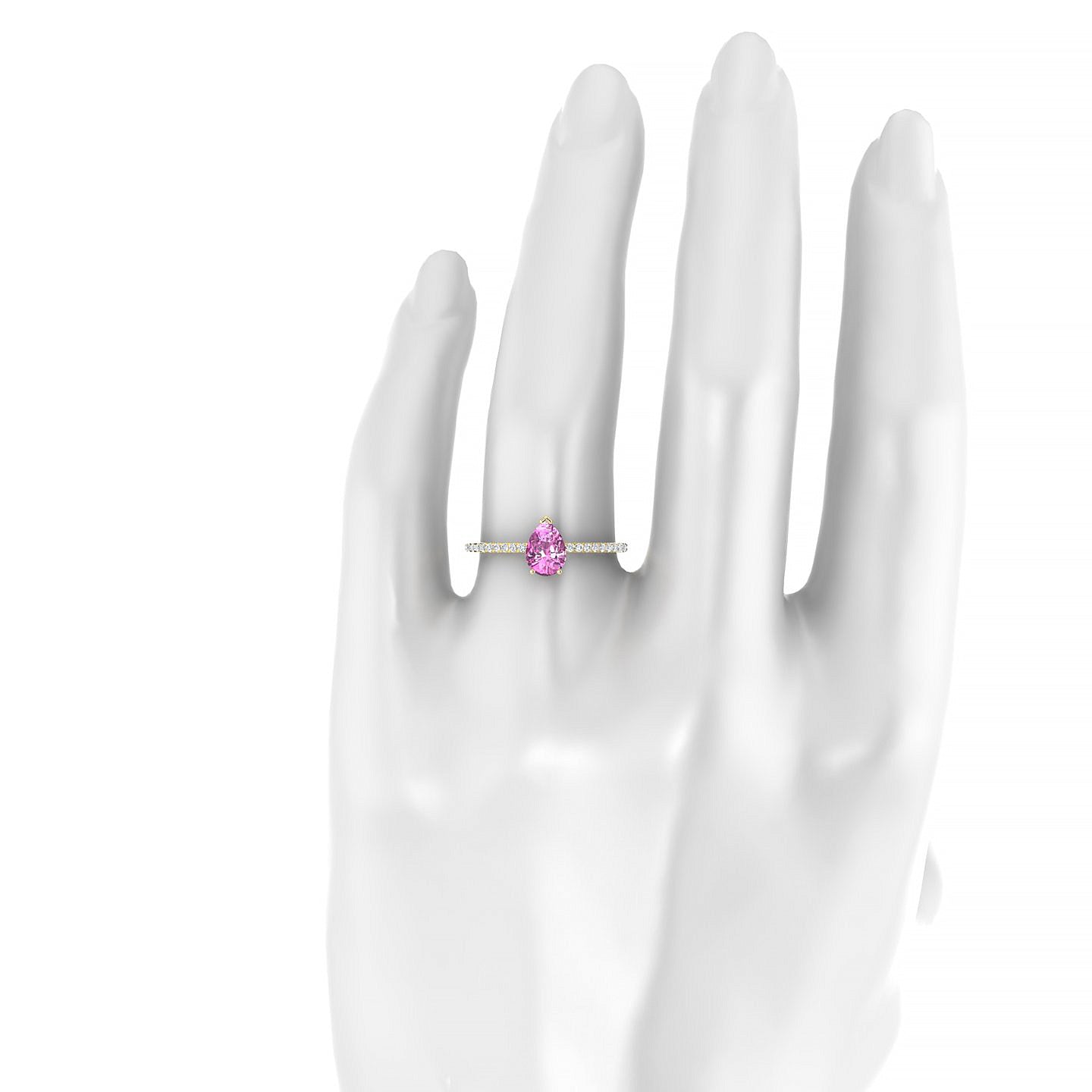 Timeless | 18k Yellow Gold 7 x 5 mm Pear Pink Sapphire Ring