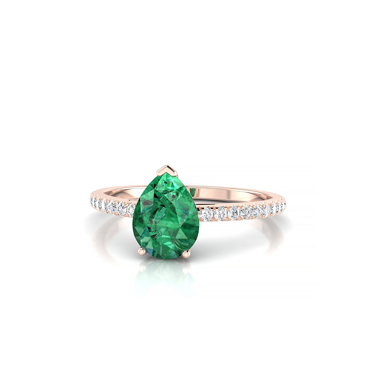 Timeless | 18k Rose Gold 8 x 6 mm Pear Emerald Ring