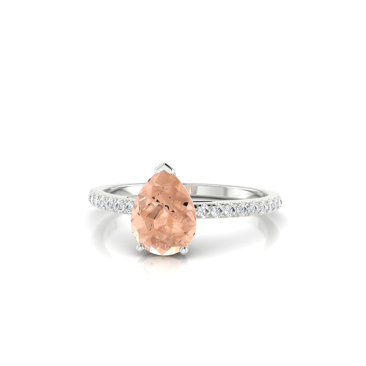 Timeless | 18k White Gold 8 x 6 mm Pear Morganite Ring