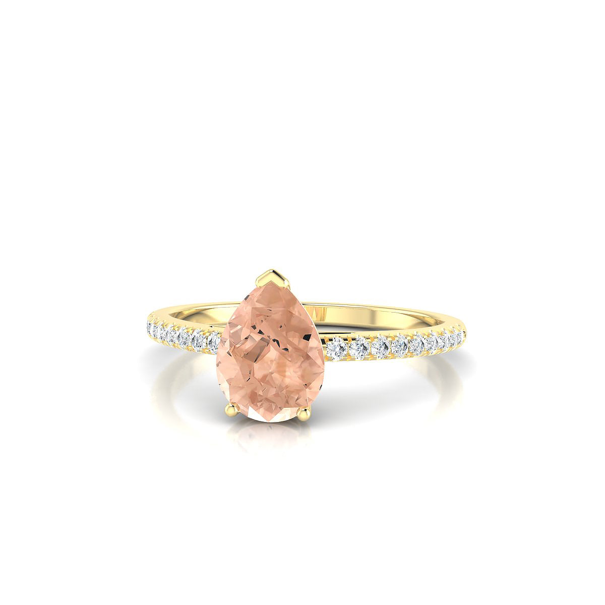 Timeless | 18k Yellow Gold 8 x 6 mm Pear Morganite Ring