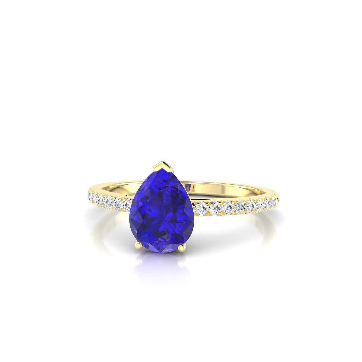 Timeless | 18k Yellow Gold 8 x 6 mm Pear Tanzanite Ring