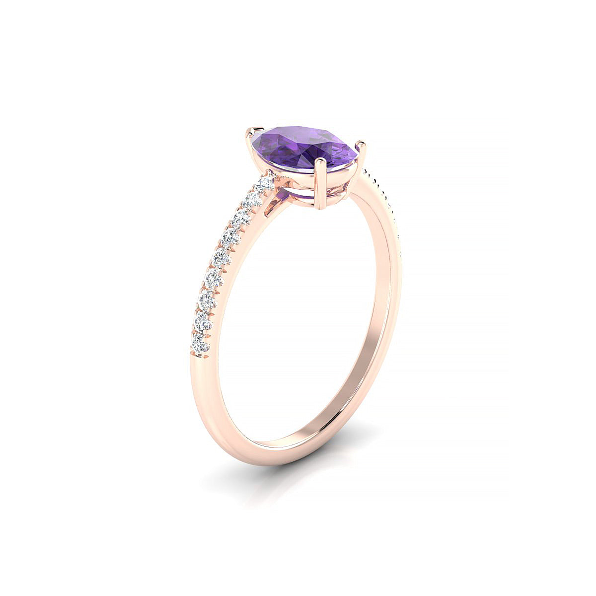 Timeless | 18k Rose Gold 8 x 6 mm Pear Amethyst Ring