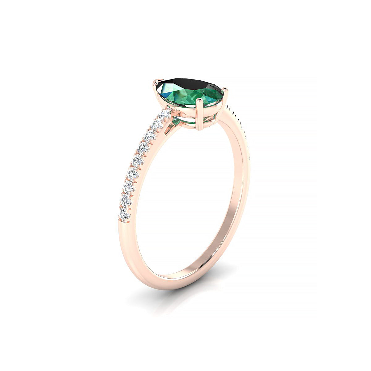Timeless | 18k Rose Gold 8 x 6 mm Pear Emerald Ring