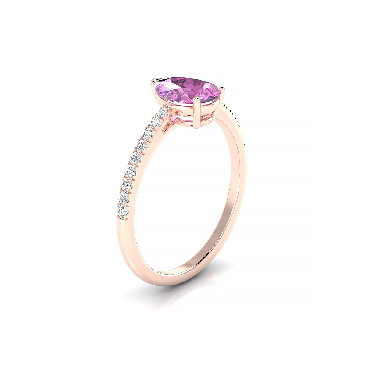 Timeless | 18k Rose Gold 8 x 6 mm Pear Pink Sapphire Ring