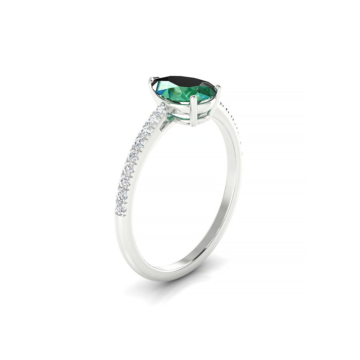 Timeless | 18k White Gold 8 x 6 mm Pear Emerald Ring