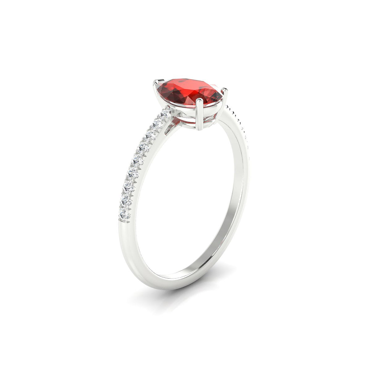 Timeless | 18k White Gold 8 x 6 mm Pear Garnet Ring