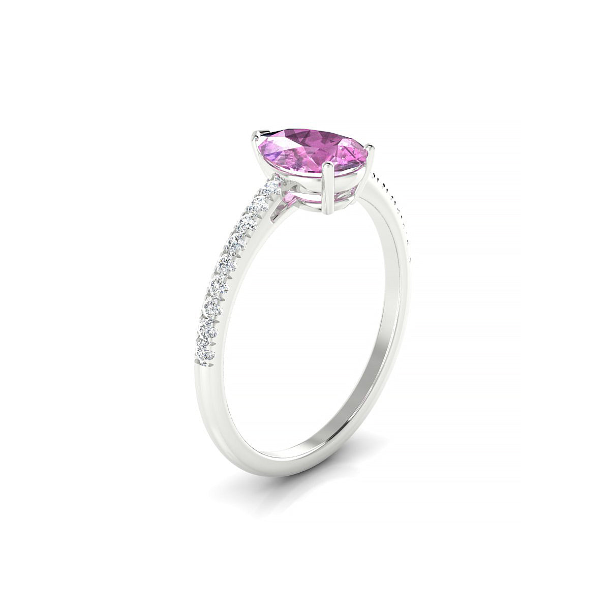 Timeless | 18k White Gold 8 x 6 mm Pear Pink Sapphire Ring