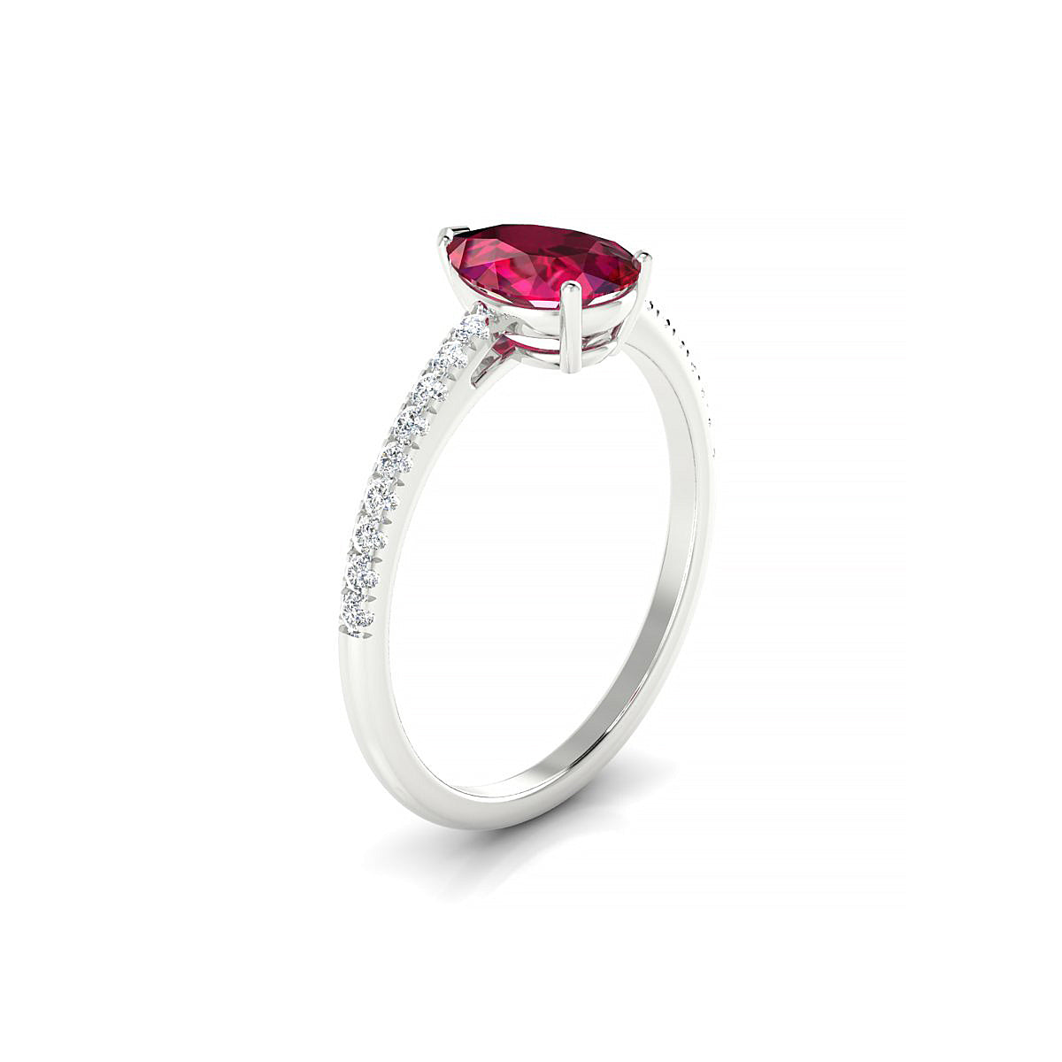 Timeless | 18k White Gold 8 x 6 mm Pear Ruby Ring