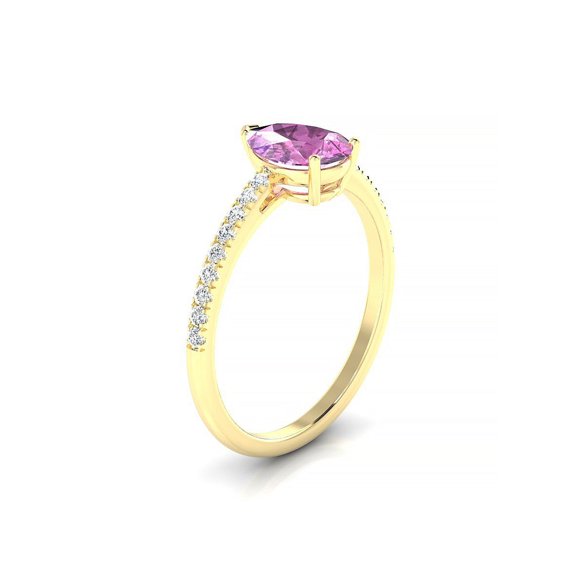 Timeless | 18k Yellow Gold 8 x 6 mm Pear Pink Sapphire Ring
