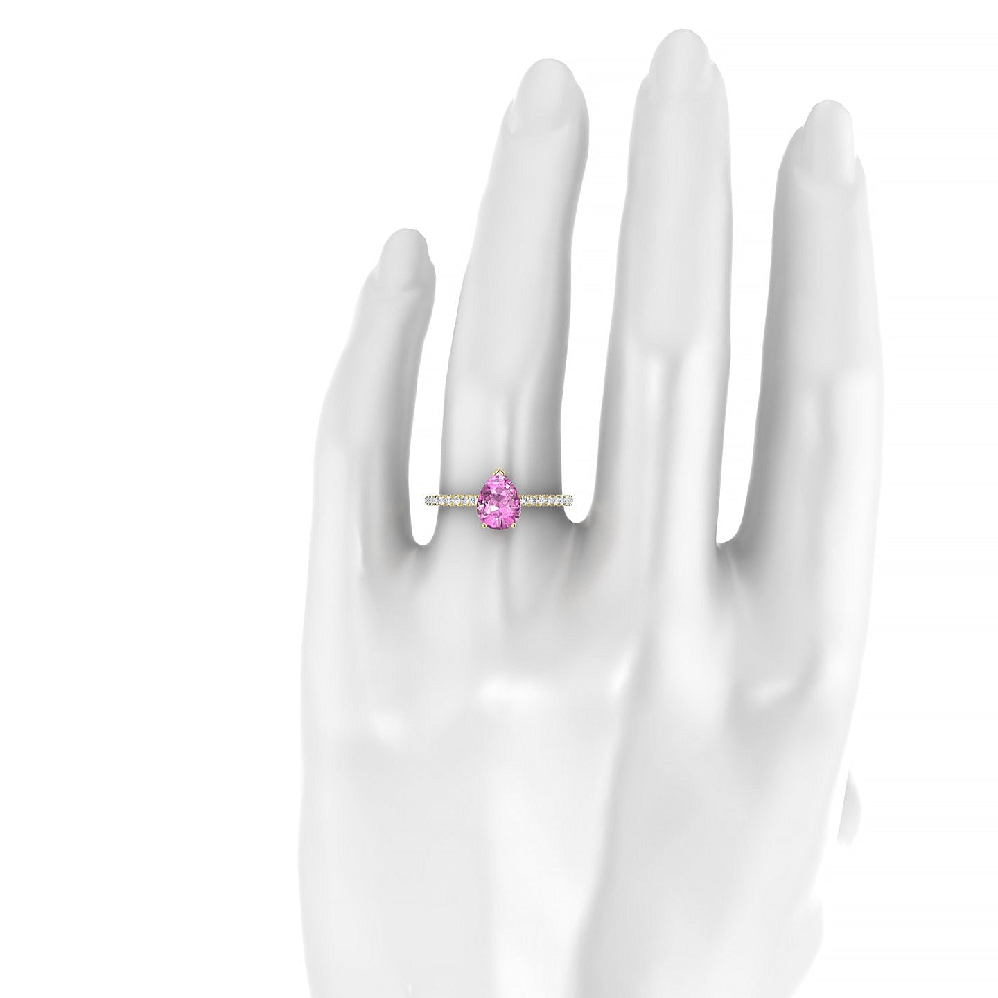 Timeless | 18k Yellow Gold 8 x 6 mm Pear Pink Sapphire Ring