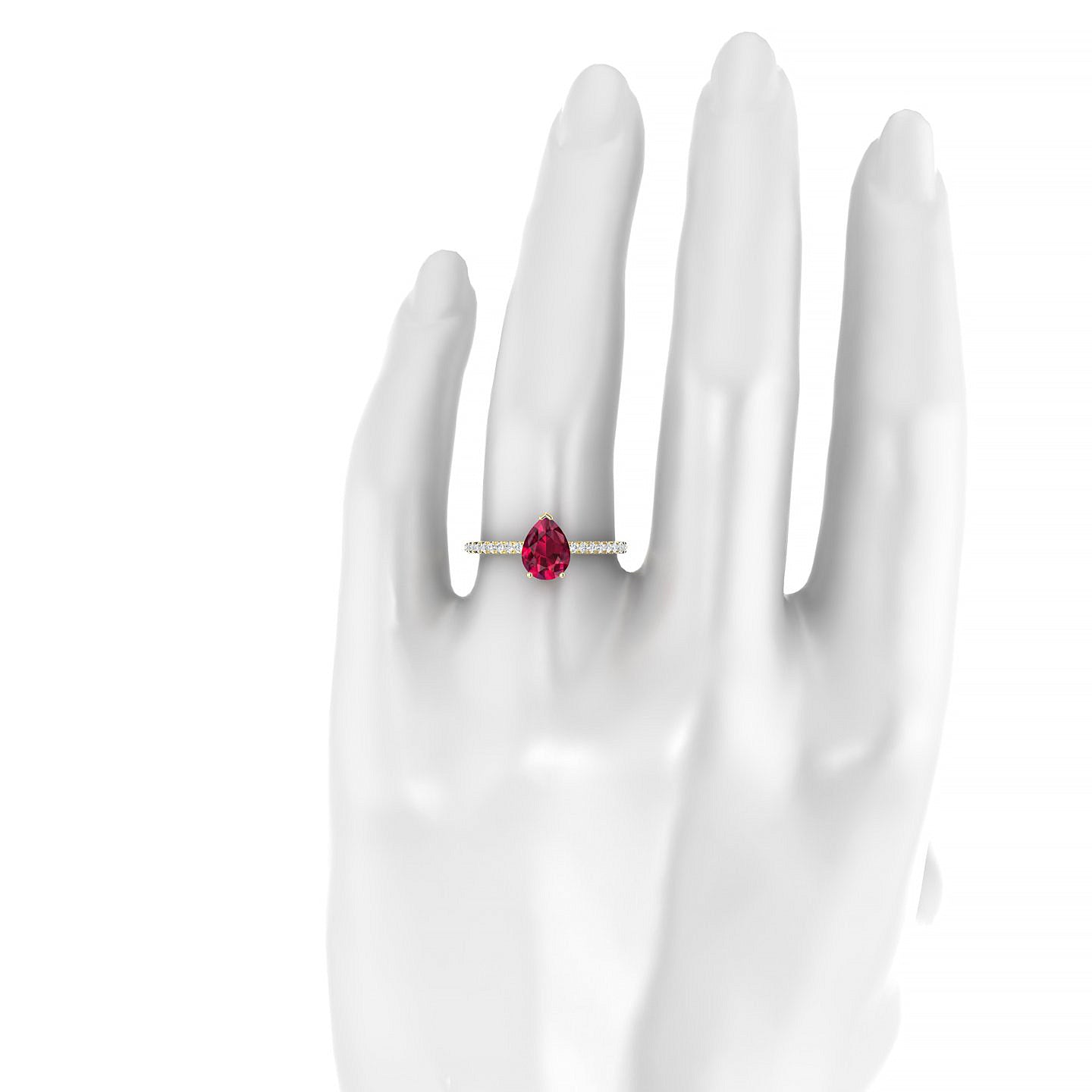 Timeless | 18k Yellow Gold 8 x 6 mm Pear Ruby Ring
