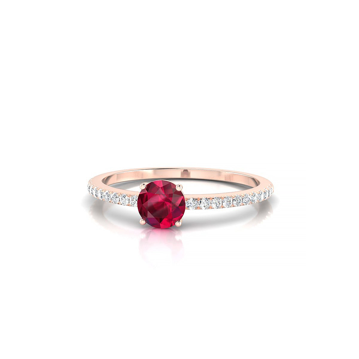 Timeless | 18k Rose Gold 4.5 mm Round Ruby Ring
