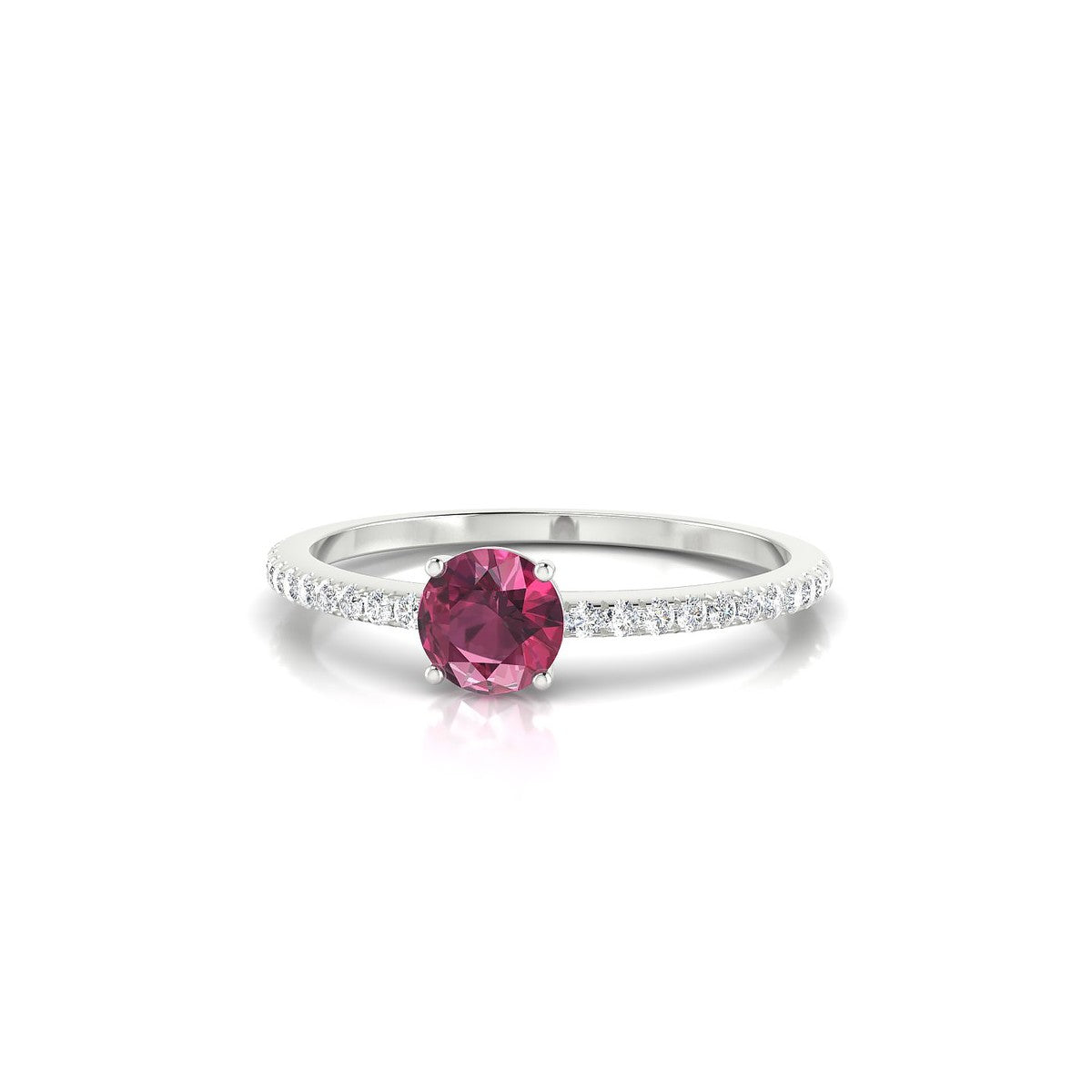 Timeless | 18k White Gold 4.5 mm Round Rhodolite Ring