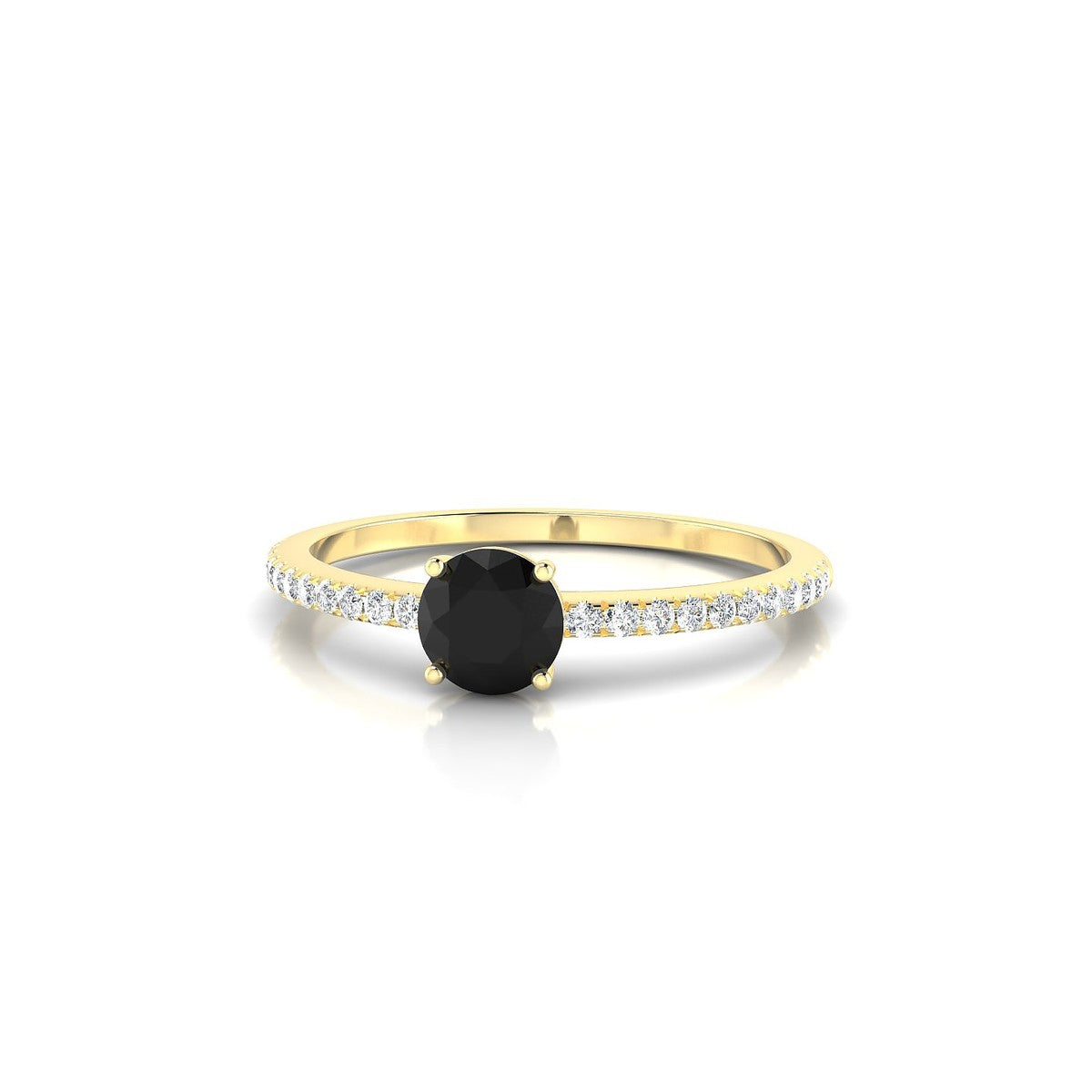 Timeless | 18k Yellow Gold 4.5 mm Round Black Diamond Ring