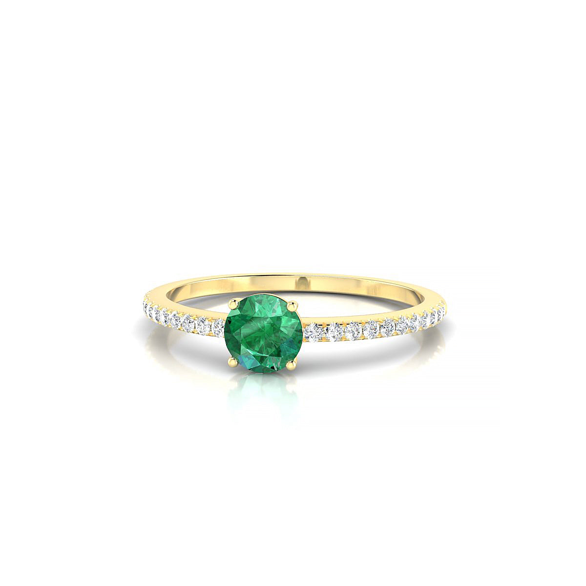 Timeless | 18k Yellow Gold 4.5 mm Round Emerald Ring