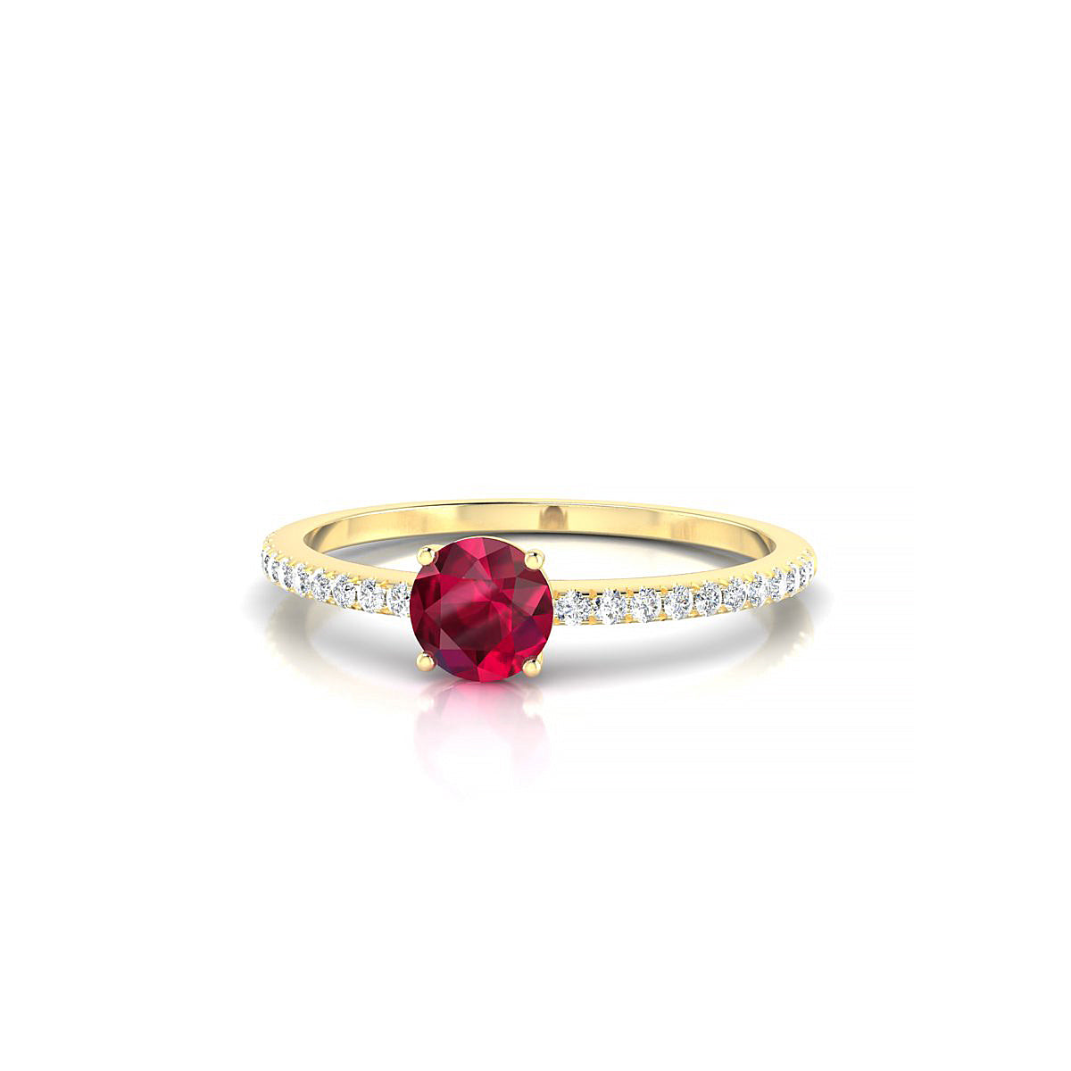Timeless | 18k Yellow Gold 4.5 mm Round Ruby Ring