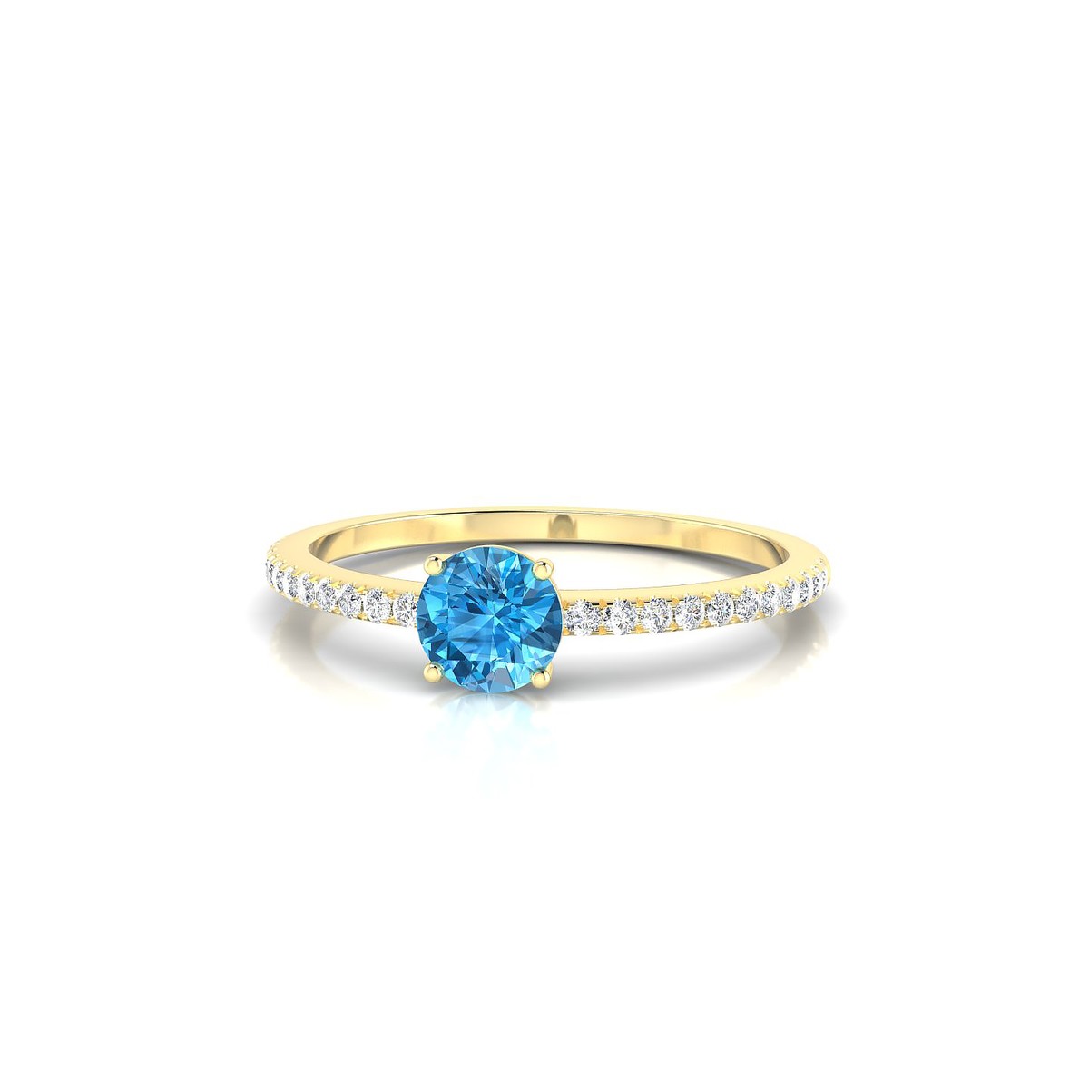 Timeless | 18k Yellow Gold 4.5 mm Round Topaz Ring
