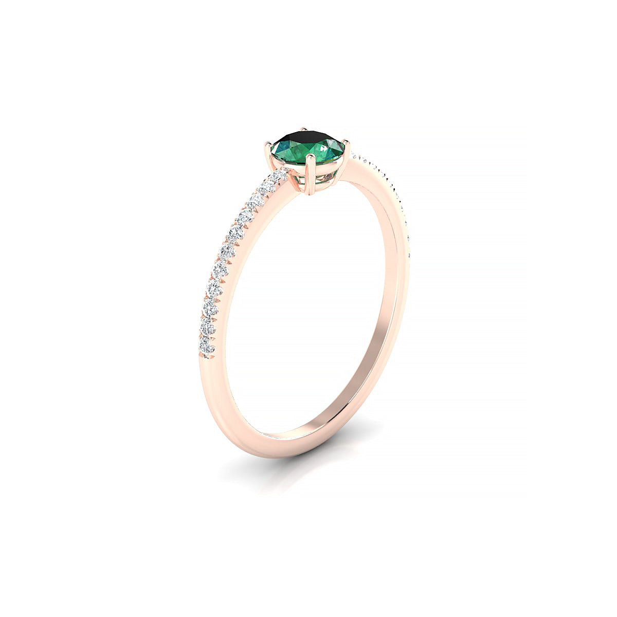 Timeless | 18k Rose Gold 4.5 mm Round Emerald Ring