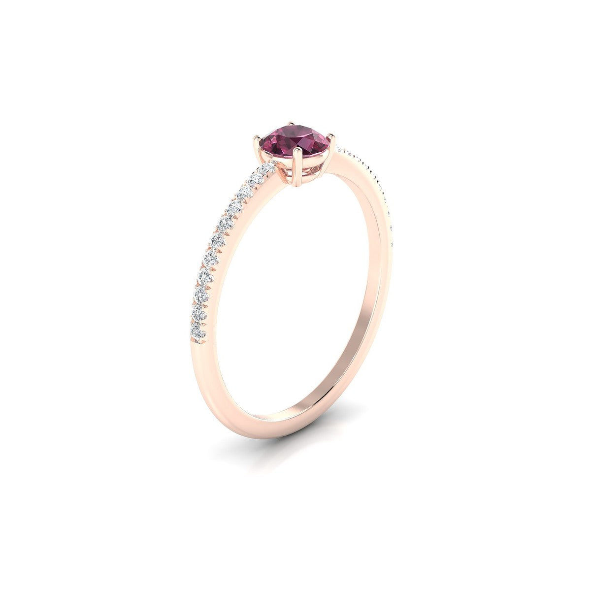 Timeless | 18k Rose Gold 4.5 mm Round Rhodolite Ring