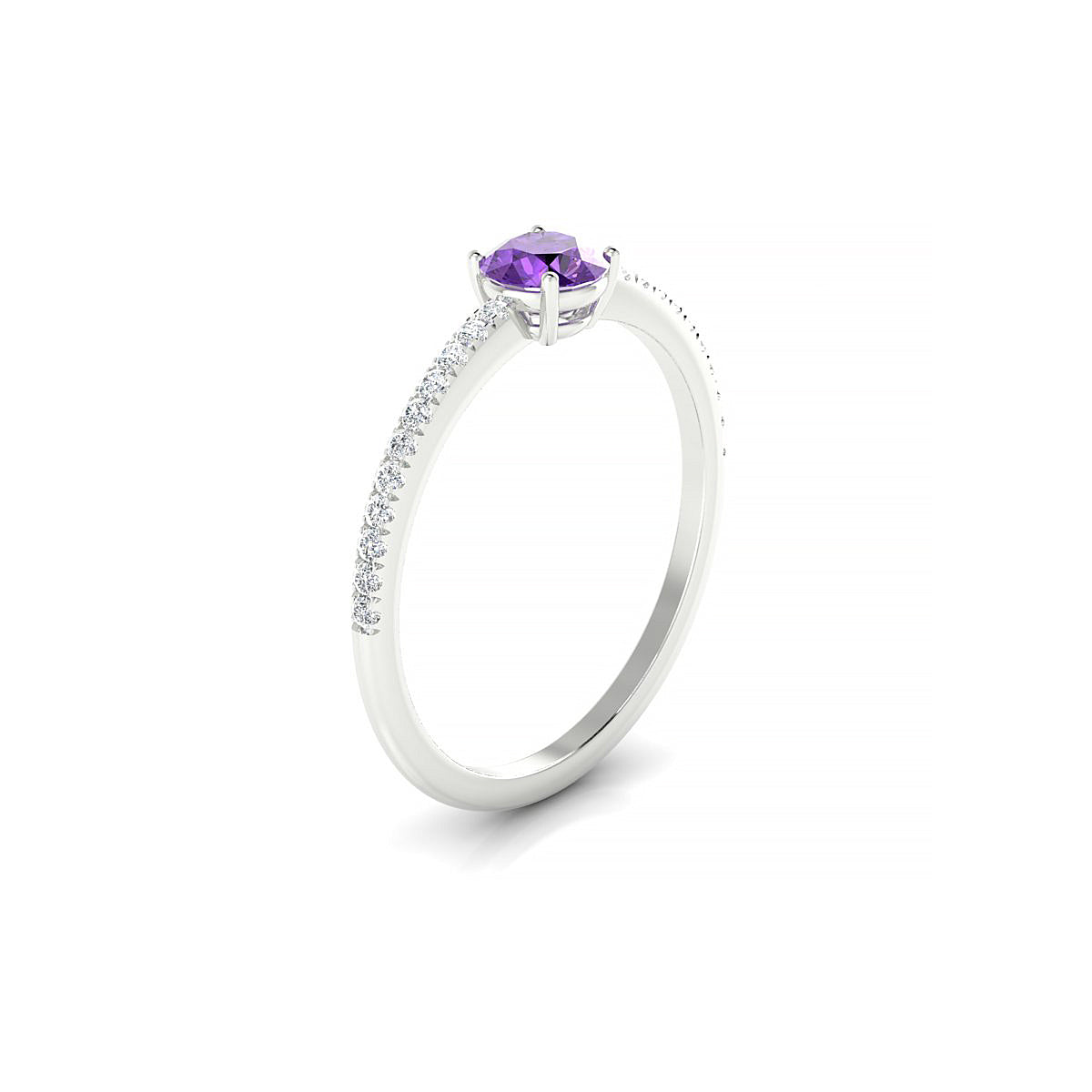 Timeless | 18k White Gold 4.5 mm Round Amethyst Ring