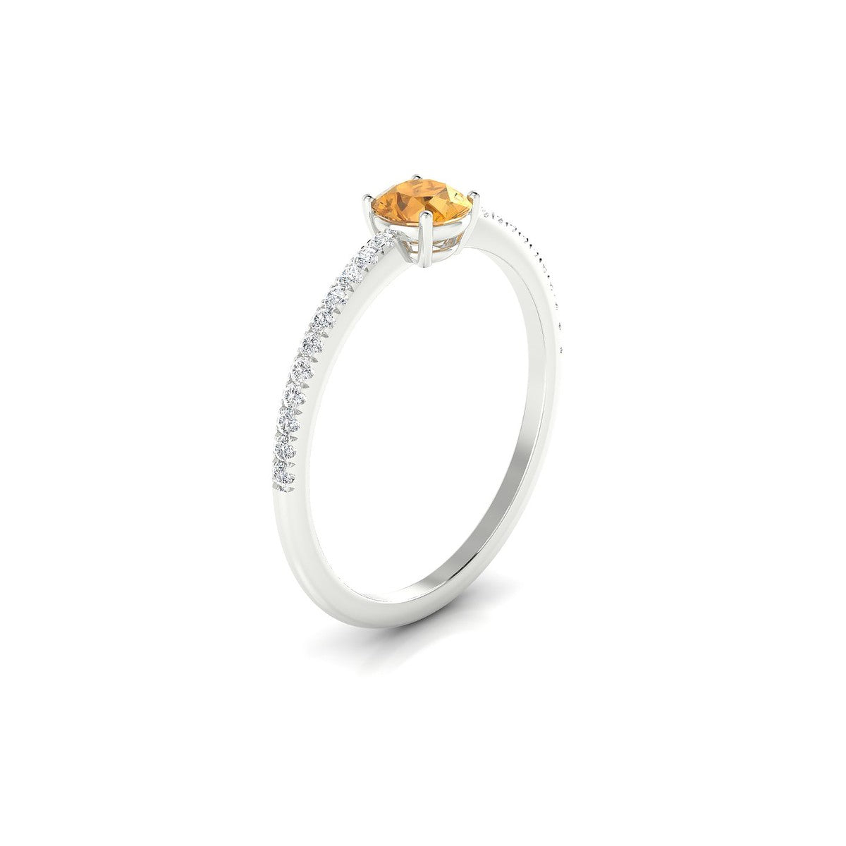 Timeless | 18k White Gold 4.5 mm Round Citrine Ring