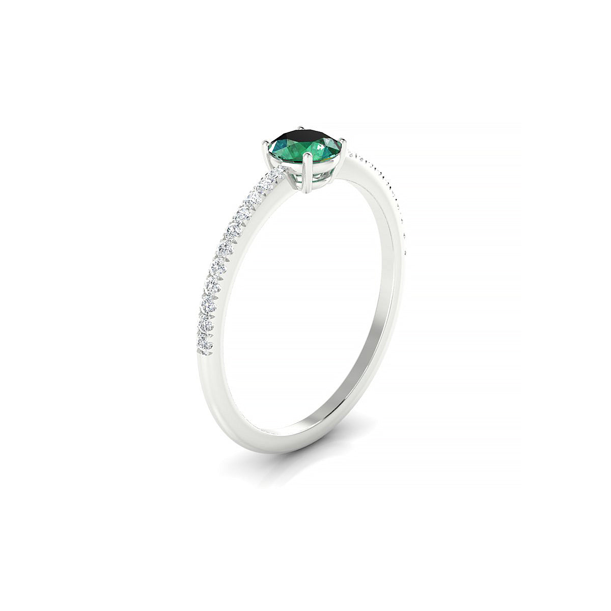Timeless | 18k White Gold 4.5 mm Round Emerald Ring