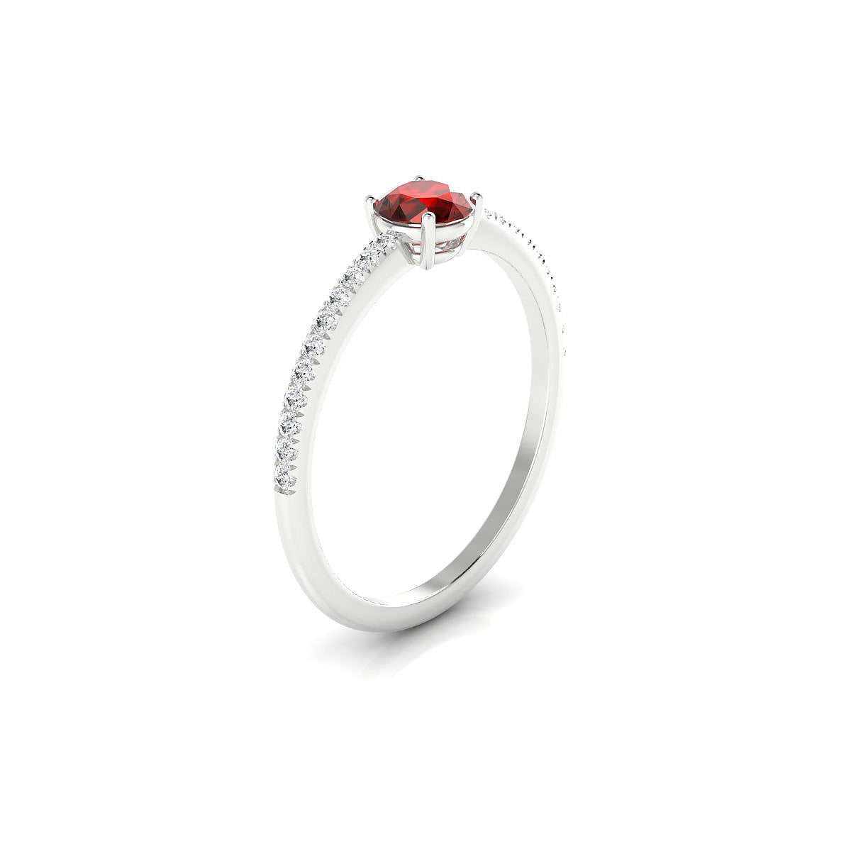 Timeless | 18k White Gold 4.5 mm Round Garnet Ring