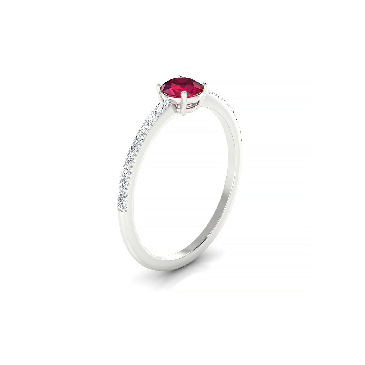 Timeless | 18k White Gold 4.5 mm Round Ruby Ring