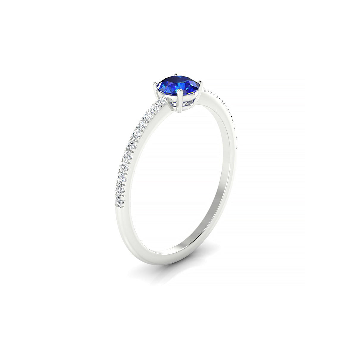 Timeless | 18k White Gold 4.5 mm Round Sapphire Ring