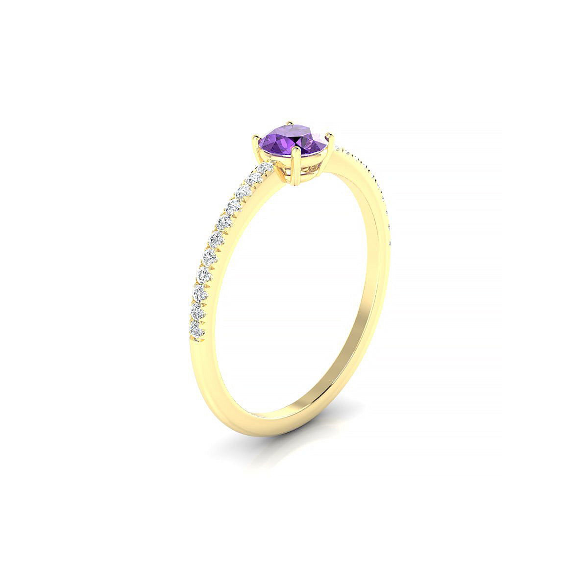 Timeless | 18k Yellow Gold 4.5 mm Round Amethyst Ring