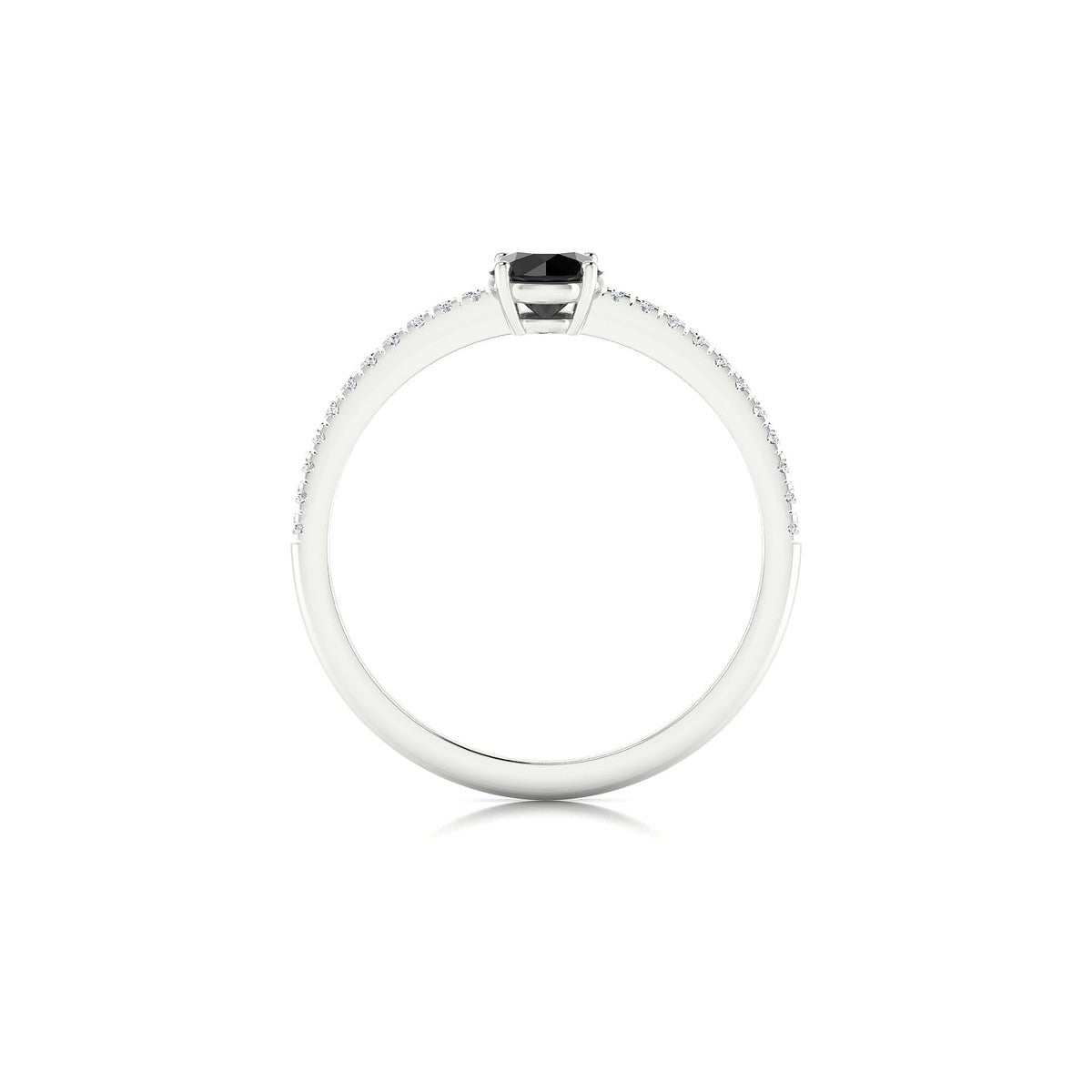 Timeless | 18k White Gold 4.5 mm Round Black Diamond Ring