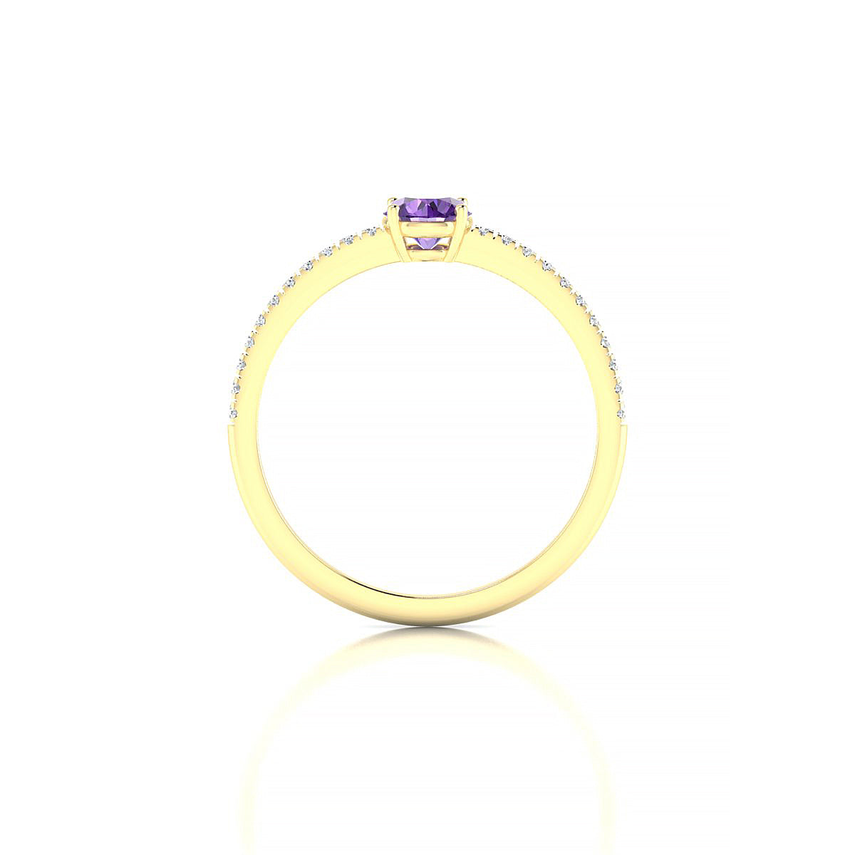 Timeless | 18k Yellow Gold 4.5 mm Round Amethyst Ring