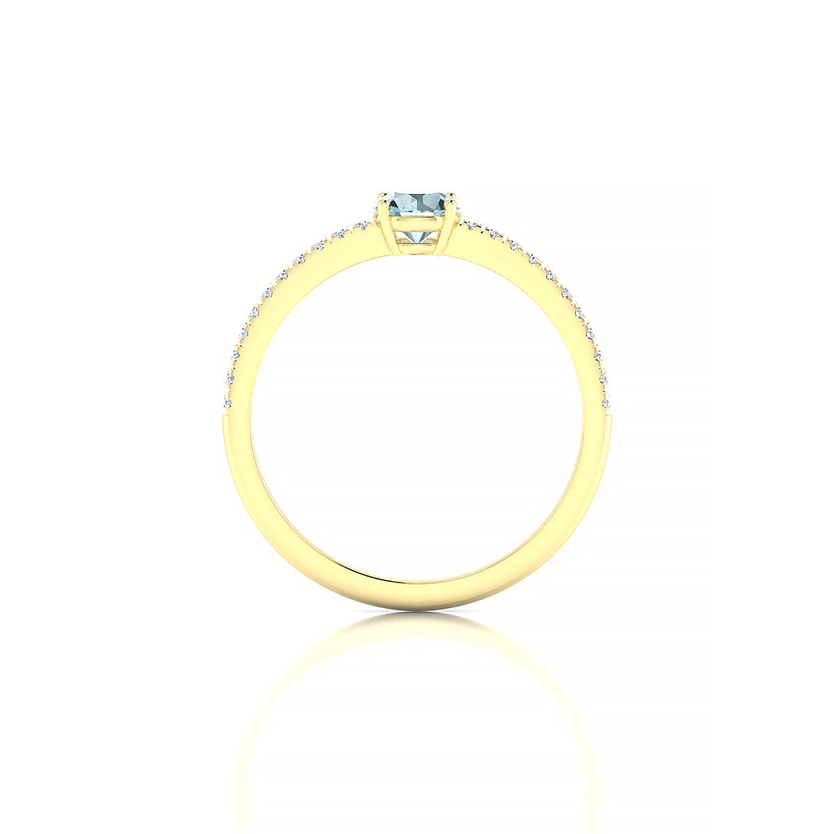 Timeless | 18k Yellow Gold 4.5 mm Round Aquamarine Ring