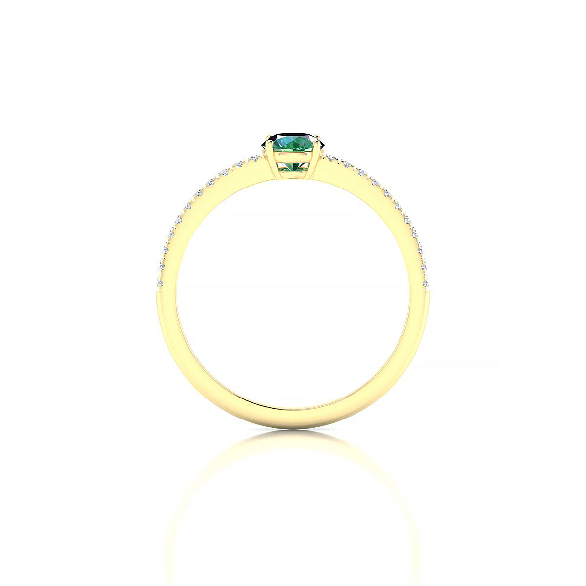 Timeless | 18k Yellow Gold 4.5 mm Round Emerald Ring