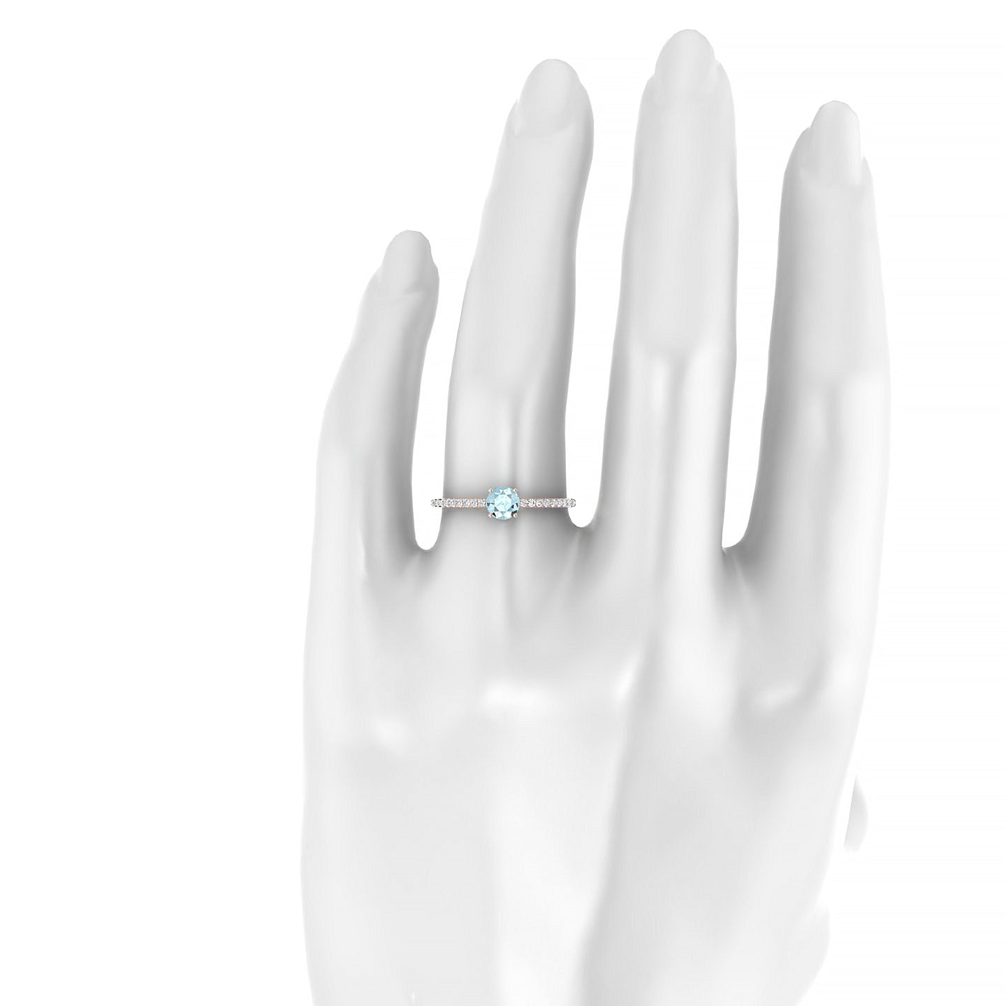 Timeless | 18k Rose Gold 4.5 mm Round Aquamarine Ring