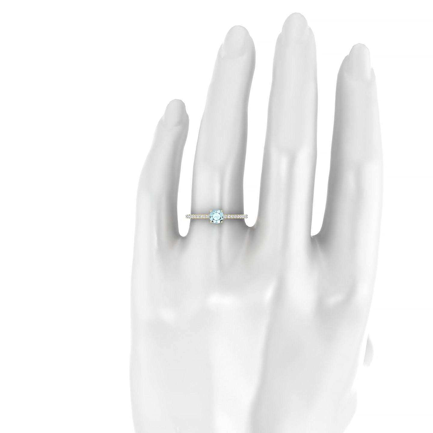 Timeless | 18k Yellow Gold 4.5 mm Round Aquamarine Ring