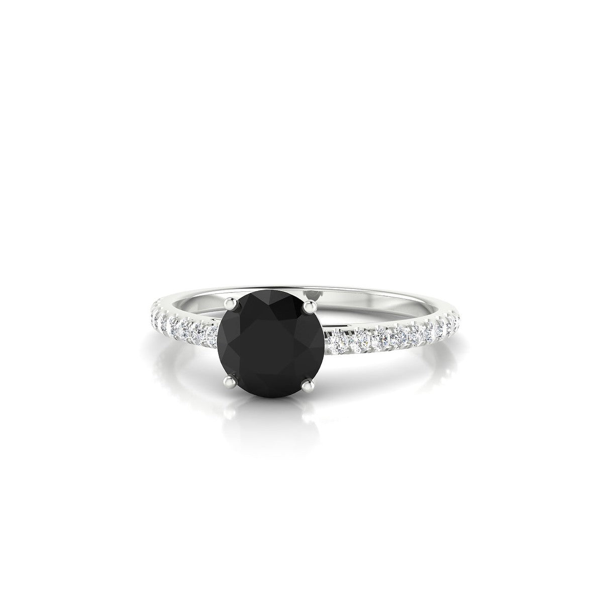 Timeless | 18k White Gold 6 mm Round Black Diamond Ring