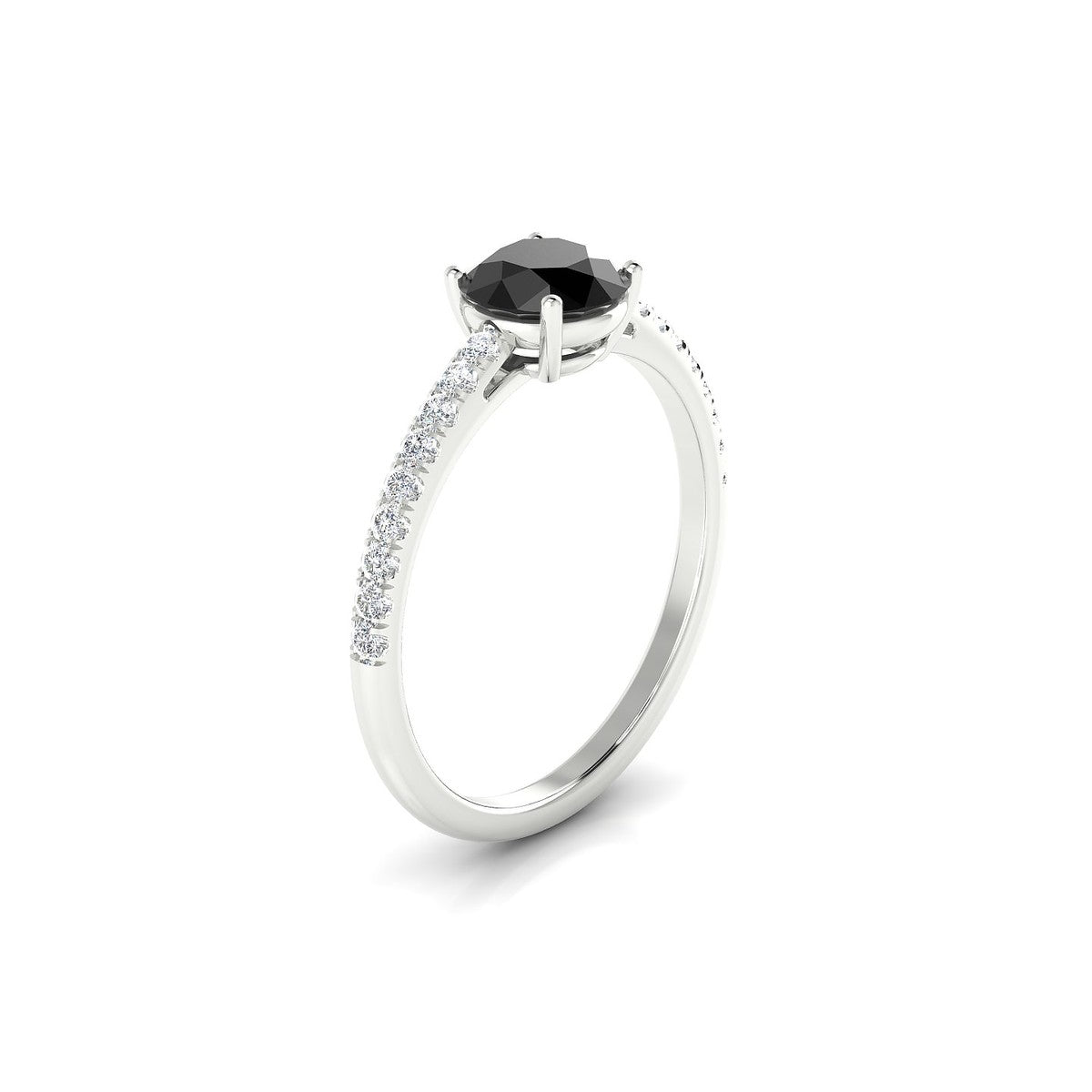 Timeless | 18k White Gold 6 mm Round Black Diamond Ring