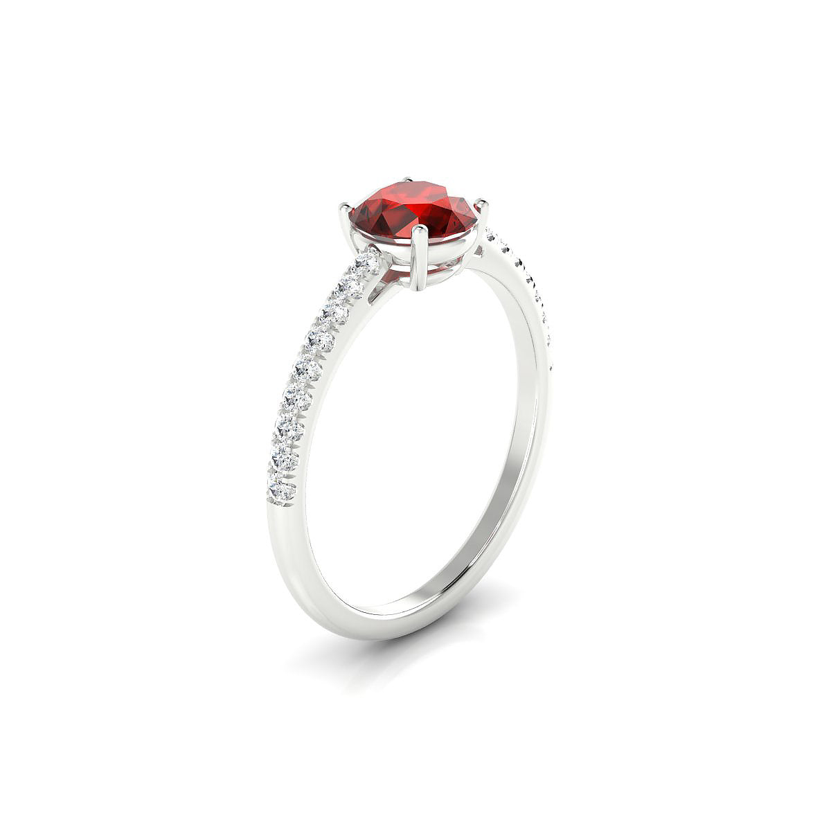 Timeless | 18k White Gold 6 mm Round Garnet Ring