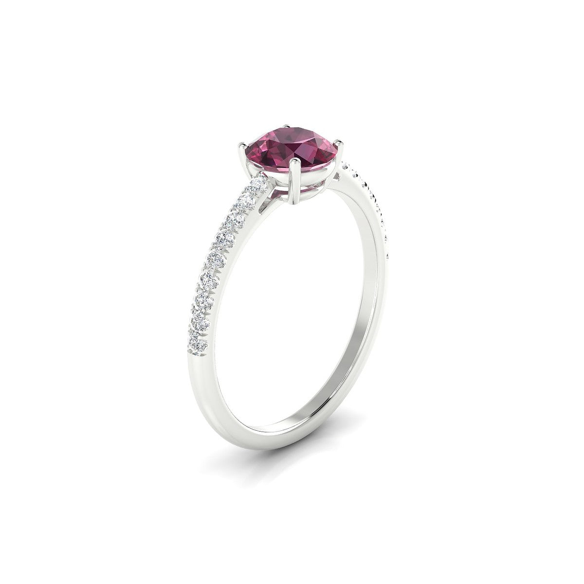 Timeless | 18k White Gold 6 mm Round Rhodolite Ring