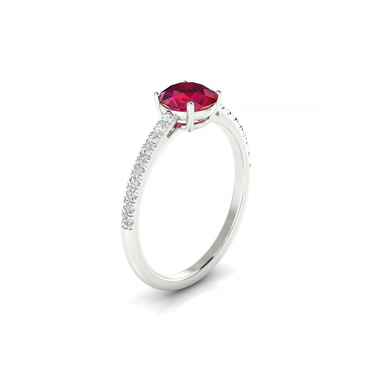 Timeless | 18k White Gold 6 mm Round Ruby Ring
