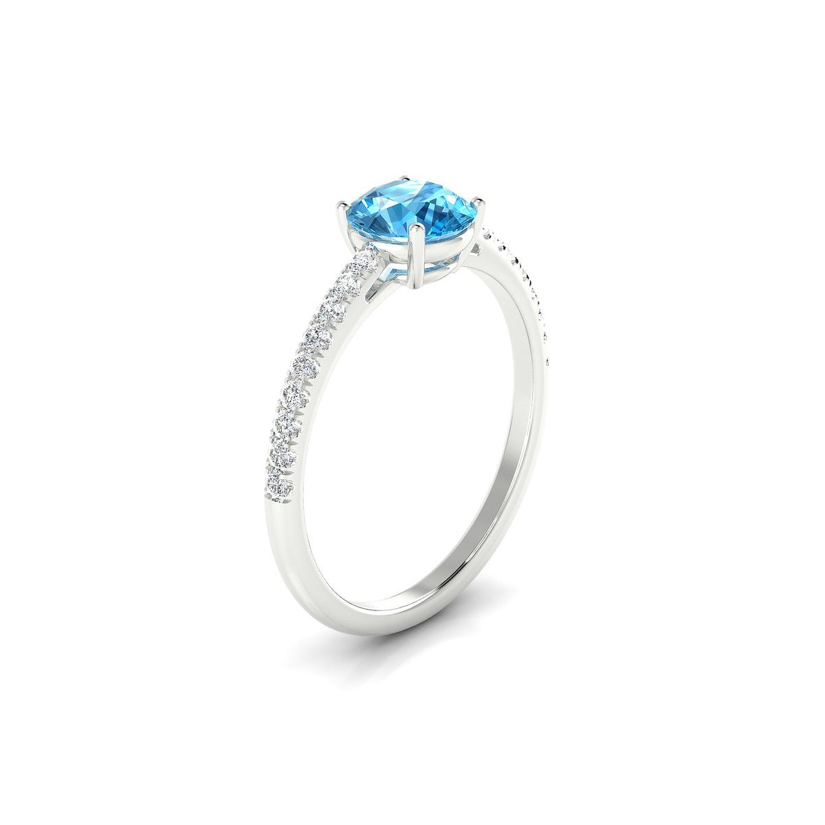 Timeless | 18k White Gold 6 mm Round Topaz Ring