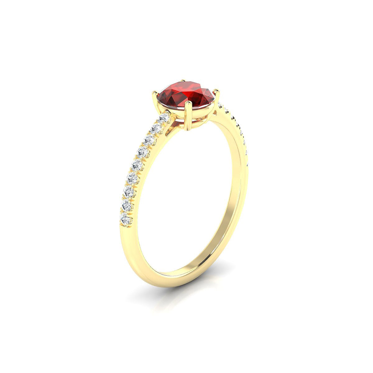 Timeless | 18k Yellow Gold 6 mm Round Garnet Ring