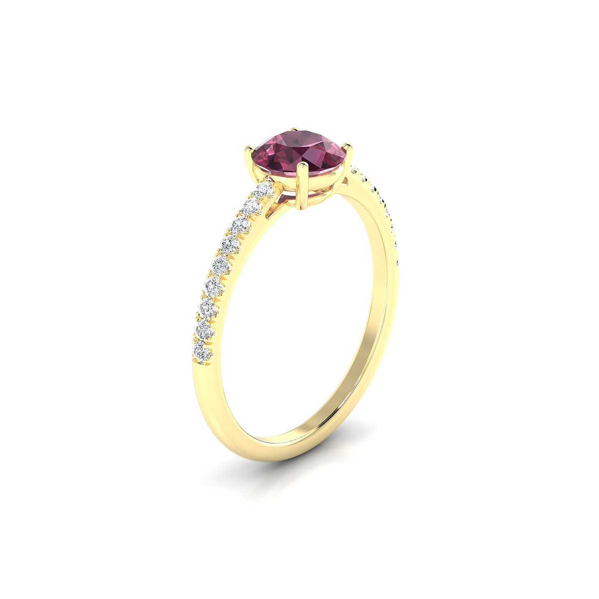 Timeless | 18k Yellow Gold 6 mm Round Rhodolite Ring