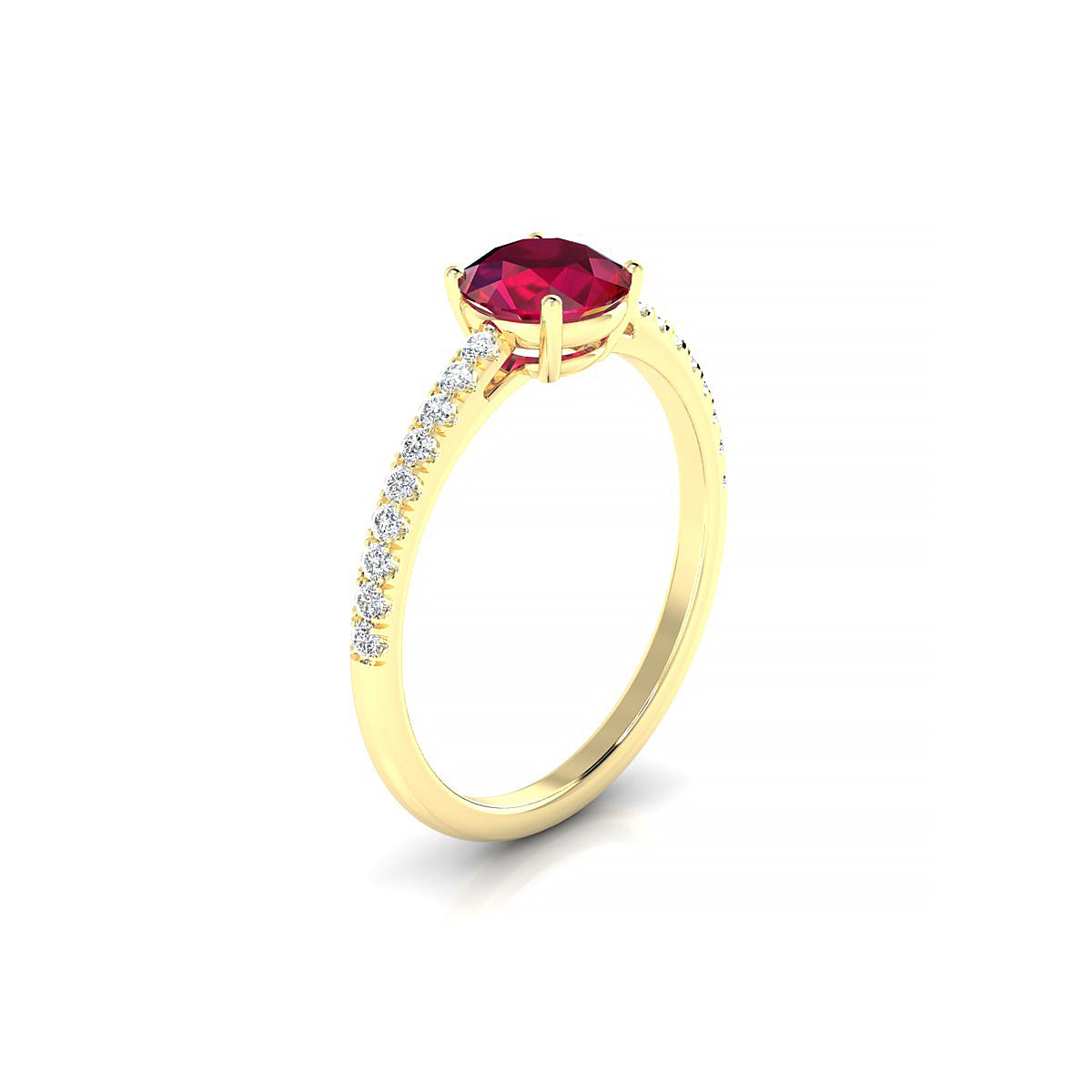 Timeless | 18k Yellow Gold 6 mm Round Ruby Ring