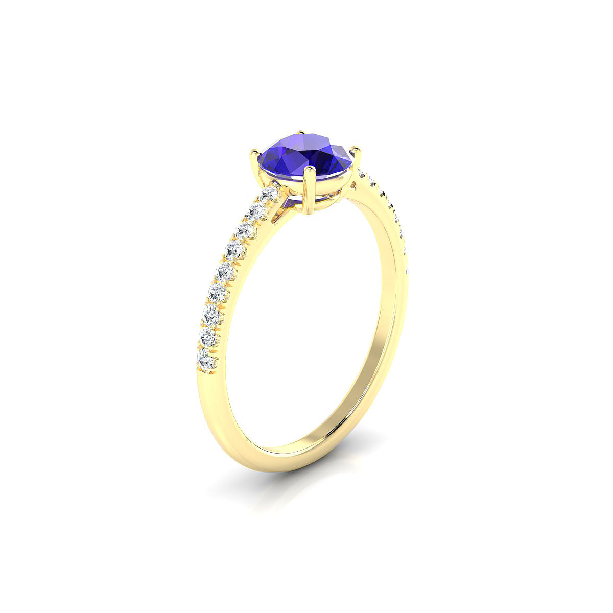 Timeless | 18k Yellow Gold 6 mm Round Tanzanite Ring